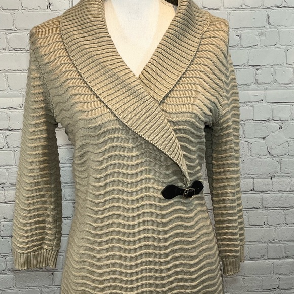 CALVIN KLEIN Sweater Dress Long Sleeve Tan-Medium - Picture 2 of 4
